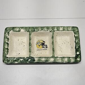 Handmade Pottery Gameday Relish Tray Green Bay Packers Serving Platter